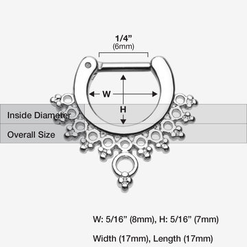 Detail View 1 of Grand Entice Filigree Septum Clicker-Steel